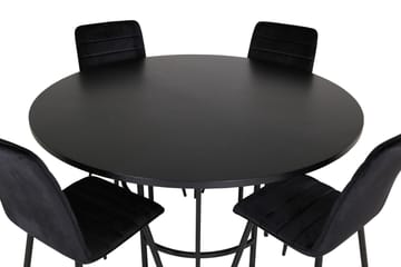 Spisegruppe Möbelfashion Copenhagen spisegruppe 140 cm rund med 4 Windu Lyx-stoler Svart - Møbler - Bord - Spisegruppe