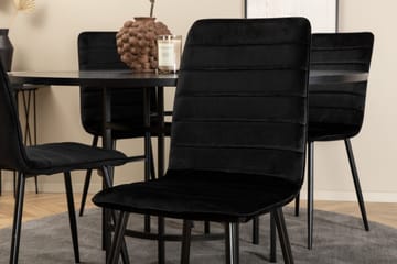 Spisegruppe Möbelfashion Copenhagen spisegruppe 140 cm rund med 4 Windu Lyx-stoler Svart - Møbler - Bord - Spisegruppe