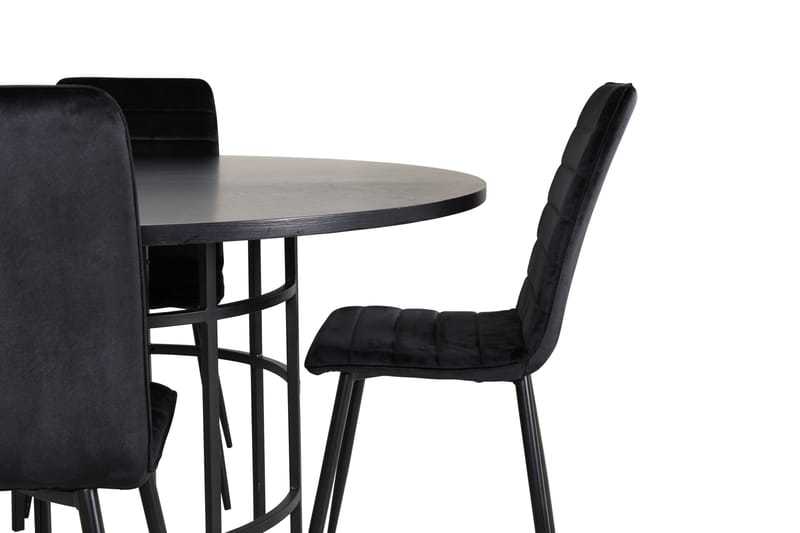 Spisegruppe Möbelfashion Copenhagen spisegruppe 140 cm rund med 4 Windu Lyx-stoler Svart - Møbler - Bord - Spisegruppe