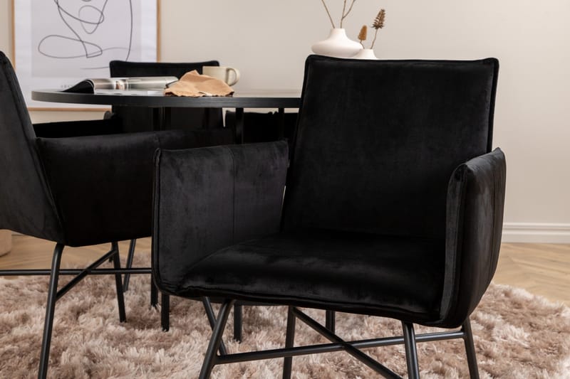 Spisegruppe Möbelfashion Copenhagen spisegruppe 140 cm rund med 4 Petra-stoler Svart - Møbler - Bord - Spisegruppe