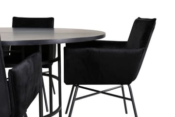 Spisegruppe Möbelfashion Copenhagen spisegruppe 140 cm rund med 4 Petra-stoler Svart - Møbler - Bord - Spisegruppe