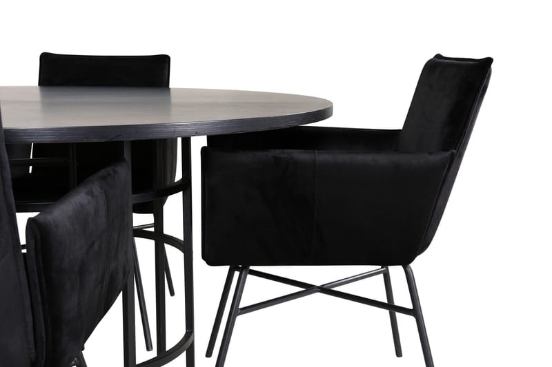 Spisegruppe Möbelfashion Copenhagen spisegruppe 140 cm rund med 4 Petra-stoler Svart - Møbler - Bord - Spisegruppe