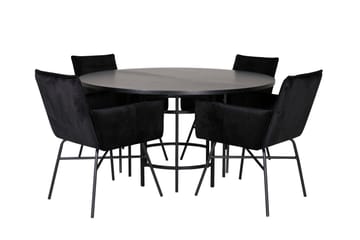Spisegruppe Möbelfashion Copenhagen spisegruppe 140 cm rund med 4 Petra-stoler Svart - Møbler - Bord - Spisegruppe