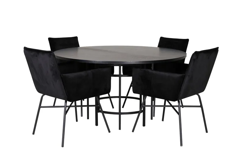 Spisegruppe Möbelfashion Copenhagen spisegruppe 140 cm rund med 4 Petra-stoler Svart