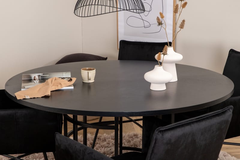 Spisegruppe Möbelfashion Copenhagen spisegruppe 140 cm rund med 4 Petra-stoler Svart - Møbler - Bord - Spisegruppe