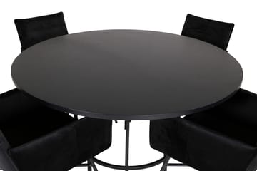 Spisegruppe Möbelfashion Copenhagen spisegruppe 140 cm rund med 4 Petra-stoler Svart - Møbler - Bord - Spisegruppe