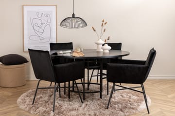 Spisegruppe Möbelfashion Copenhagen spisegruppe 140 cm rund med 4 Petra-stoler Svart - Møbler - Bord - Spisegruppe