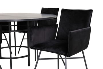Spisegruppe Möbelfashion Copenhagen spisegruppe 140 cm rund med 4 Petra-stoler Svart - Møbler - Bord - Spisegruppe