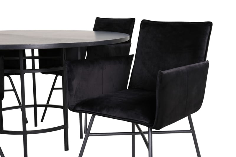 Spisegruppe Möbelfashion Copenhagen spisegruppe 140 cm rund med 4 Petra-stoler Svart - Møbler - Bord - Spisegruppe