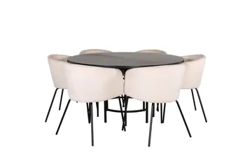 Spisegruppe Möbelfashion Copenhagen spisegruppe 140 cm rund med 6 Berit-stoler Beige
