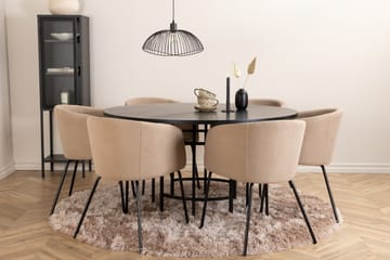 Spisegruppe Möbelfashion Copenhagen spisegruppe 140 cm rund med 6 Berit-stoler Beige/Svart - Møbler - Bord - Spisegruppe