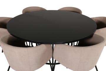 Spisegruppe Möbelfashion Copenhagen spisegruppe 140 cm rund med 6 Berit-stoler Beige/Svart - Møbler - Bord - Spisegruppe