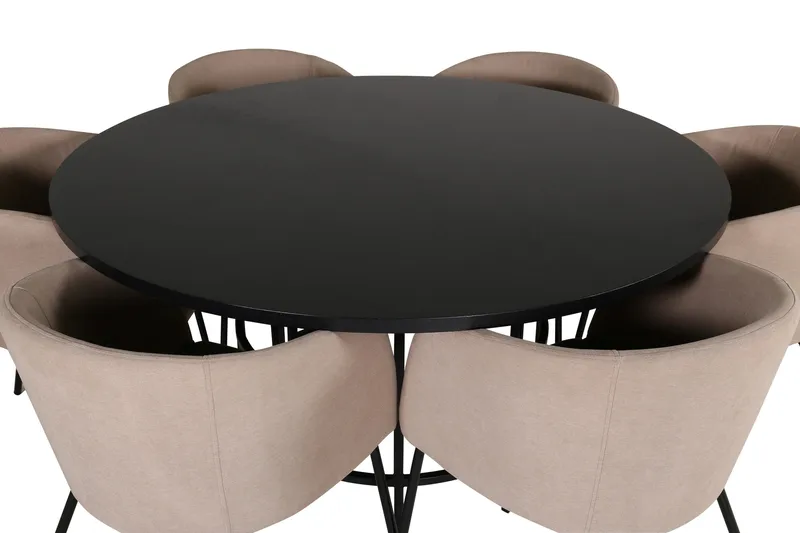 Spisegruppe Möbelfashion Copenhagen spisegruppe 140 cm rund med 6 Berit-stoler Beige/Svart - Møbler - Bord - Spisegruppe