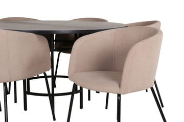 Spisegruppe Möbelfashion Copenhagen spisegruppe 140 cm rund med 6 Berit-stoler Beige/Svart - Møbler - Bord - Spisegruppe
