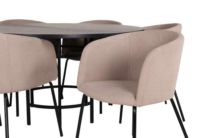 Spisegruppe Möbelfashion Copenhagen spisegruppe 140 cm rund med 6 Berit-stoler Beige/Svart - Møbler - Bord - Spisegruppe