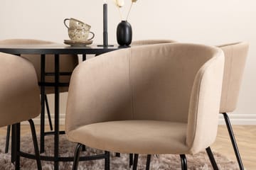 Spisegruppe Möbelfashion Copenhagen spisegruppe 140 cm rund med 6 Berit-stoler Beige/Svart - Møbler - Bord - Spisegruppe