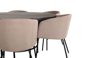Spisegruppe Möbelfashion Copenhagen spisegruppe 140 cm rund med 6 Berit-stoler Beige/Svart - Møbler - Bord - Spisegruppe