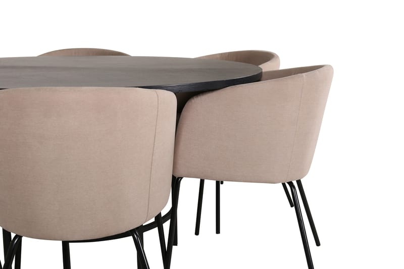 Spisegruppe Möbelfashion Copenhagen spisegruppe 140 cm rund med 6 Berit-stoler Beige/Svart - Møbler - Bord - Spisegruppe