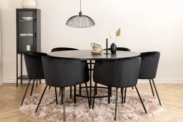 Spisegruppe Möbelfashion Copenhagen spisegruppe 140 cm rund med 6 Berit-stoler Svart - Møbler - Bord - Spisegruppe