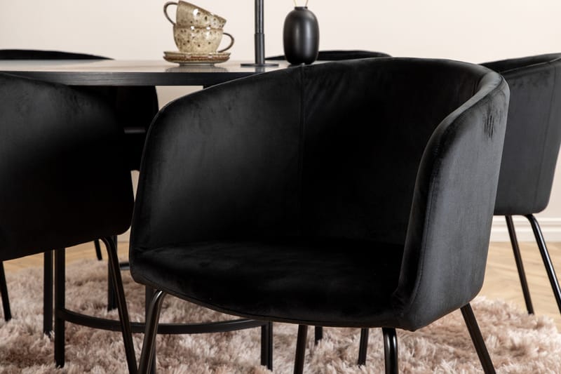 Spisegruppe Möbelfashion Copenhagen spisegruppe 140 cm rund med 6 Berit-stoler Svart - Møbler - Bord - Spisegruppe