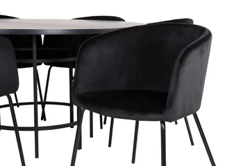 Spisegruppe Möbelfashion Copenhagen spisegruppe 140 cm rund med 6 Berit-stoler Svart - Møbler - Bord - Spisegruppe