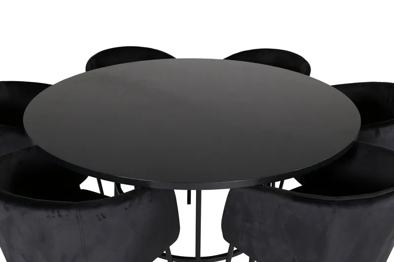 Spisegruppe Möbelfashion Copenhagen spisegruppe 140 cm rund med 6 Berit-stoler Svart - Møbler - Bord - Spisegruppe