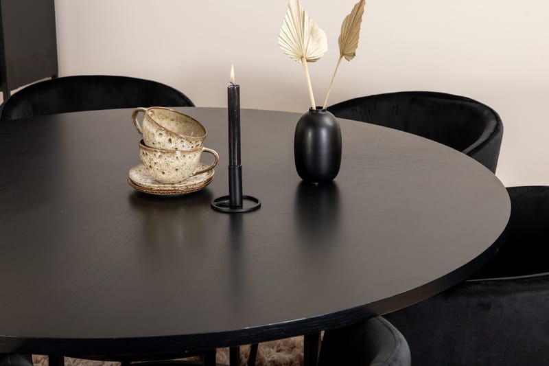 Spisegruppe Möbelfashion Copenhagen spisegruppe 140 cm rund med 6 Berit-stoler Svart - Møbler - Bord - Spisegruppe