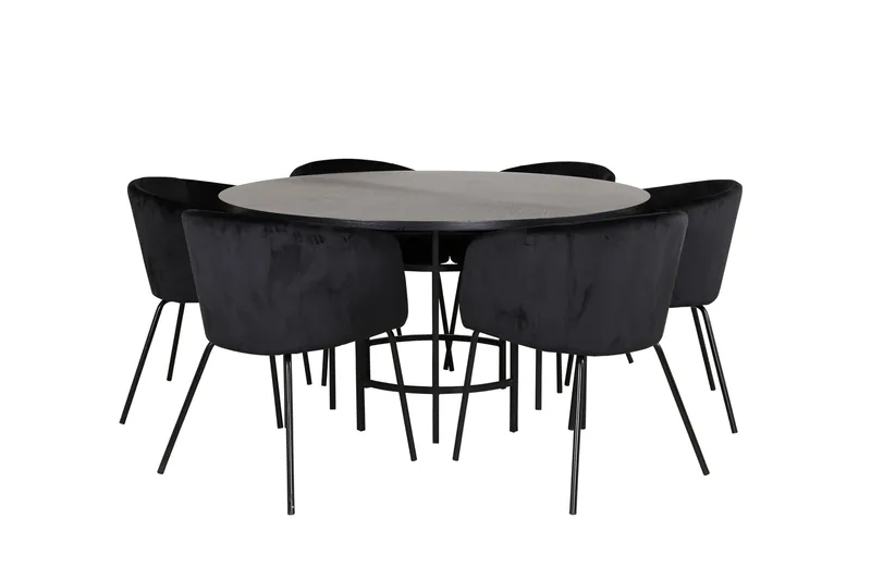 Spisegruppe Möbelfashion Copenhagen spisegruppe 140 cm rund med 6 Berit-stoler Svart