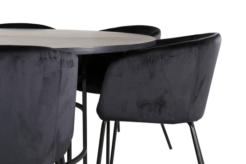 Spisegruppe Möbelfashion Copenhagen spisegruppe 140 cm rund med 6 Berit-stoler Svart - Møbler - Bord - Spisegruppe