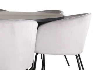 Spisegruppe Möbelfashion Copenhagen spisegruppe 140 cm rund med 6 Berit-stoler Svart/Lys grå - Møbler - Bord - Spisegruppe