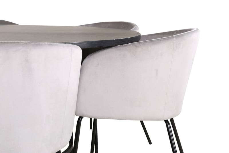 Spisegruppe Möbelfashion Copenhagen spisegruppe 140 cm rund med 6 Berit-stoler Svart/Lys grå - Møbler - Bord - Spisegruppe