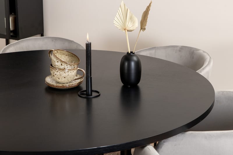 Spisegruppe Möbelfashion Copenhagen spisegruppe 140 cm rund med 6 Berit-stoler Svart/Lys grå - Møbler - Bord - Spisegruppe