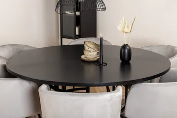 Spisegruppe Möbelfashion Copenhagen spisegruppe 140 cm rund med 6 Berit-stoler Svart/Lys grå - Møbler - Bord - Spisegruppe