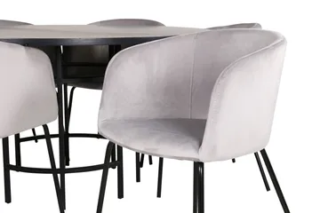 Spisegruppe Möbelfashion Copenhagen spisegruppe 140 cm rund med 6 Berit-stoler Svart/Lys grå - Møbler - Bord - Spisegruppe