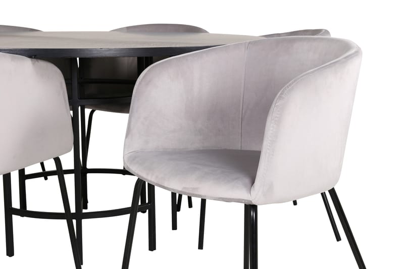 Spisegruppe Möbelfashion Copenhagen spisegruppe 140 cm rund med 6 Berit-stoler Svart/Lys grå - Møbler - Bord - Spisegruppe