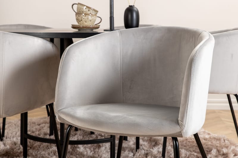 Spisegruppe Möbelfashion Copenhagen spisegruppe 140 cm rund med 6 Berit-stoler Svart/Lys grå - Møbler - Bord - Spisegruppe