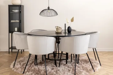 Spisegruppe Möbelfashion Copenhagen spisegruppe 140 cm rund med 6 Berit-stoler Svart/Lys grå - Møbler - Bord - Spisegruppe