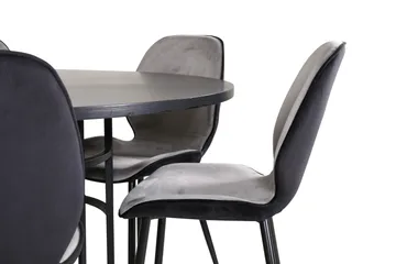 Spisegruppe Möbelfashion Copenhagen spisegruppe 140 cm rund med 6 Emma-stoler Svart/Lys grå - Møbler - Bord - Spisegruppe