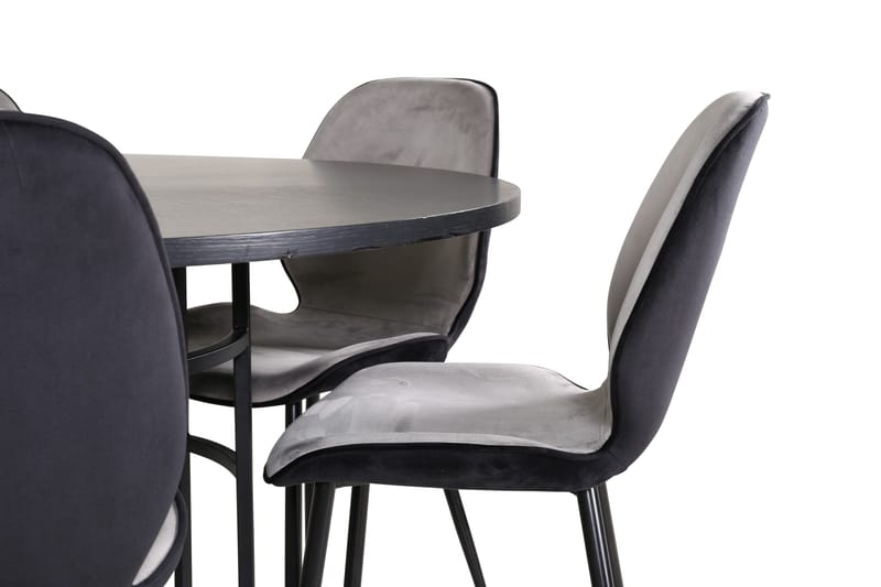Spisegruppe Möbelfashion Copenhagen spisegruppe 140 cm rund med 6 Emma-stoler Svart/Lys grå - Møbler - Bord - Spisegruppe