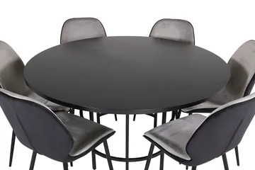 Spisegruppe Möbelfashion Copenhagen spisegruppe 140 cm rund med 6 Emma-stoler Svart/Lys grå - Møbler - Bord - Spisegruppe