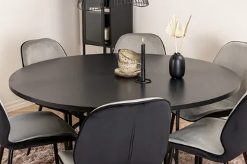 Spisegruppe Möbelfashion Copenhagen spisegruppe 140 cm rund med 6 Emma-stoler Svart/Lys grå - Møbler - Bord - Spisegruppe