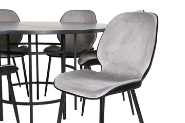 Spisegruppe Möbelfashion Copenhagen spisegruppe 140 cm rund med 6 Emma-stoler Svart/Lys grå - Møbler - Bord - Spisegruppe