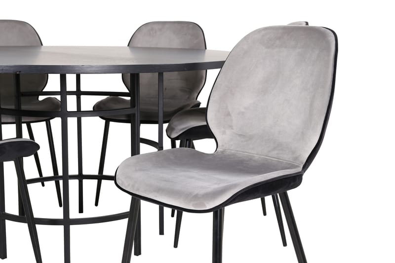 Spisegruppe Möbelfashion Copenhagen spisegruppe 140 cm rund med 6 Emma-stoler Svart/Lys grå - Møbler - Bord - Spisegruppe