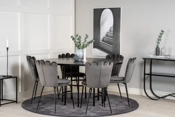 Spisegruppe Möbelfashion Copenhagen spisegruppe 140 cm rund med 6 Limhamn-stoler Svart/grå - Møbler - Bord - Spisegruppe