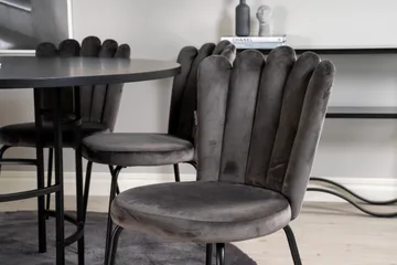 Spisegruppe Möbelfashion Copenhagen spisegruppe 140 cm rund med 6 Limhamn-stoler Svart/grå - Møbler - Bord - Spisegruppe