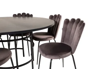 Spisegruppe Möbelfashion Copenhagen spisegruppe 140 cm rund med 6 Limhamn-stoler Svart/grå - Møbler - Bord - Spisegruppe