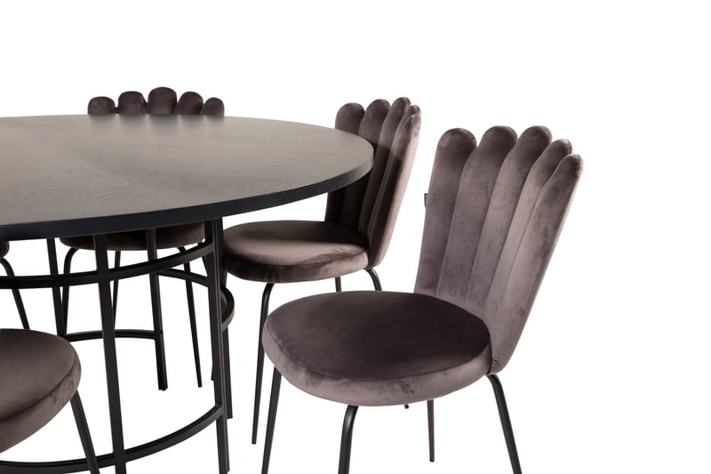 Spisegruppe Möbelfashion Copenhagen spisegruppe 140 cm rund med 6 Limhamn-stoler Svart/grå - Møbler - Bord - Spisegruppe