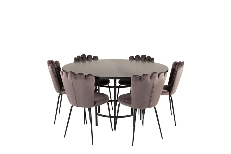 Spisegruppe Möbelfashion Copenhagen spisegruppe 140 cm rund med 6 Limhamn-stoler Svart/grå