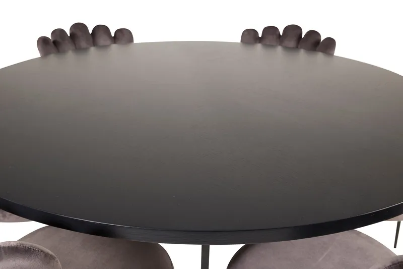 Spisegruppe Möbelfashion Copenhagen spisegruppe 140 cm rund med 6 Limhamn-stoler Svart/grå - Møbler - Bord - Spisegruppe