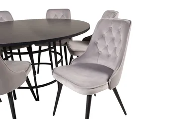 Spisegruppe Möbelfashion Copenhagen spisegruppe 140 cm rund med 6 Velvet Deluxe-stoler Svart/Lys grå - Møbler - Bord - Spisegruppe